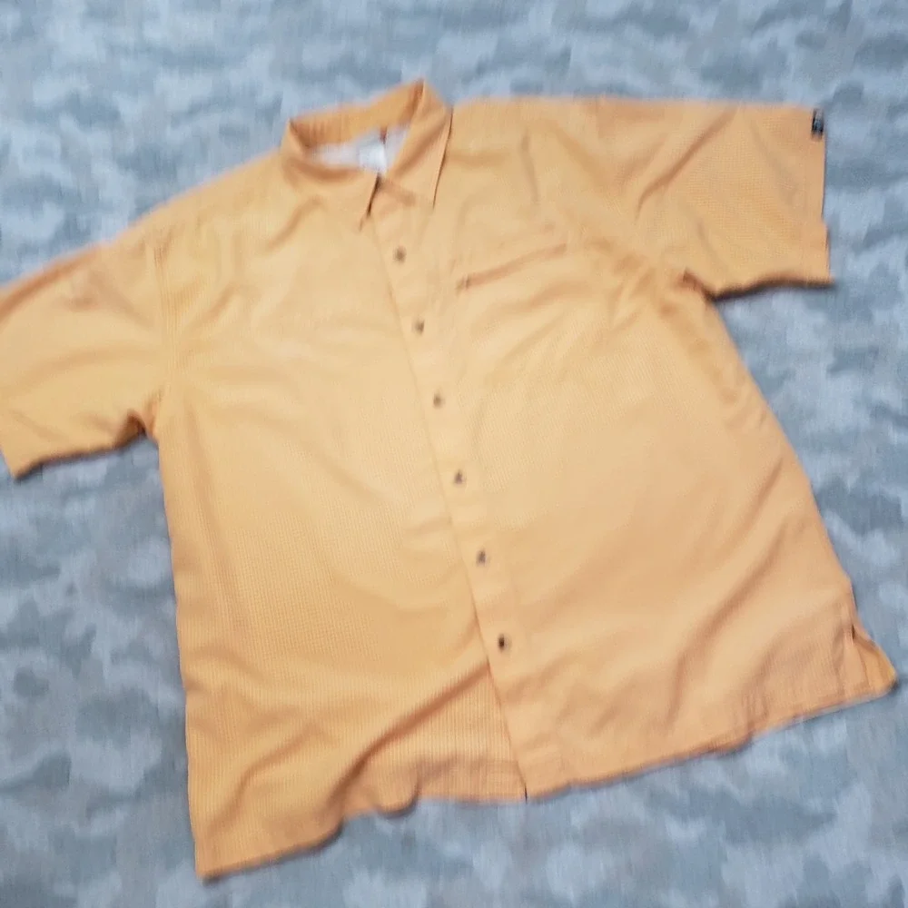 The North Face Shirt Mens Large Orange Pockets Short Sleeve‎ Button Up